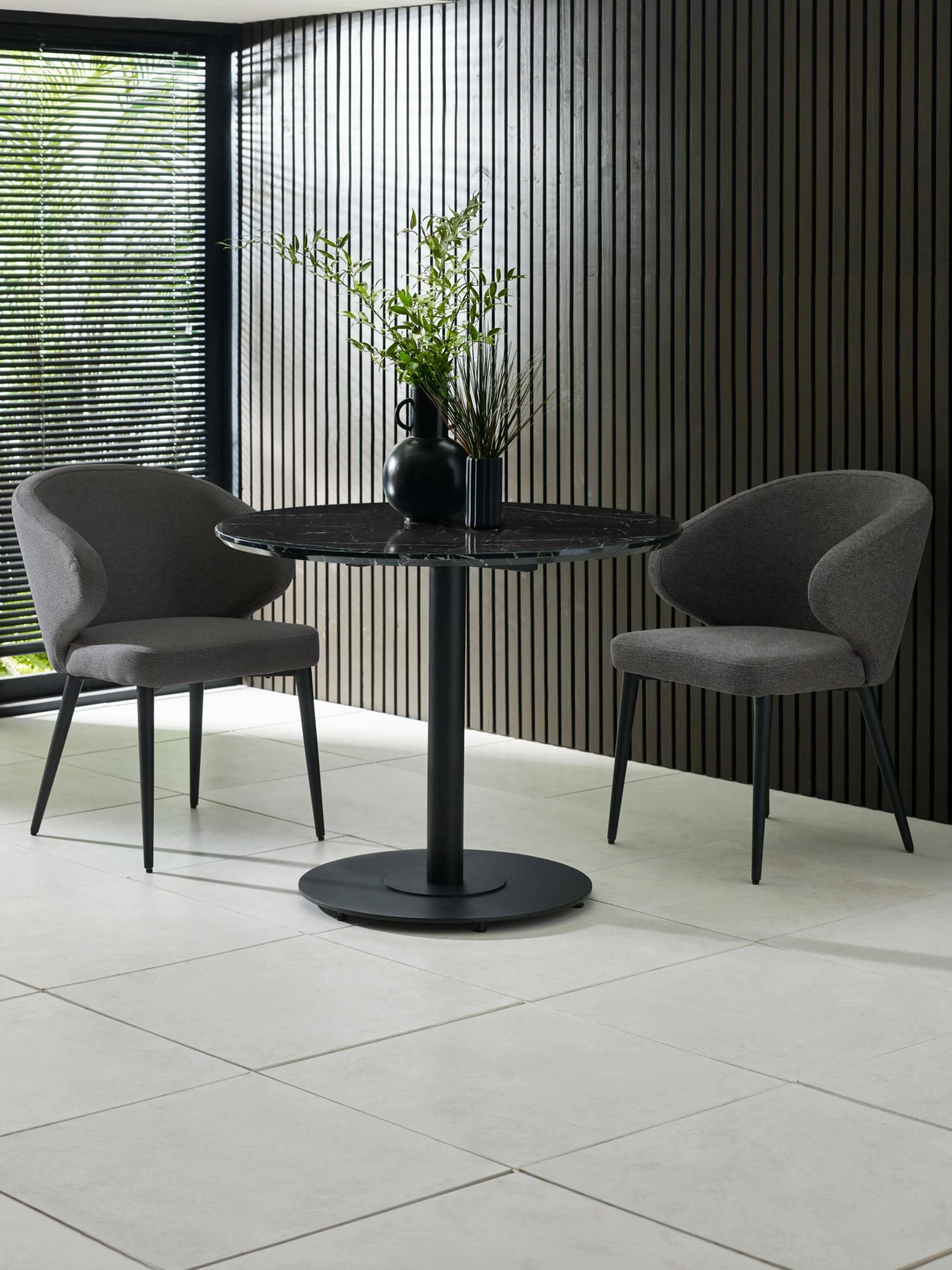 Set of 2 Marcus Mid Grey Fabric Dining Chairs - Image 2