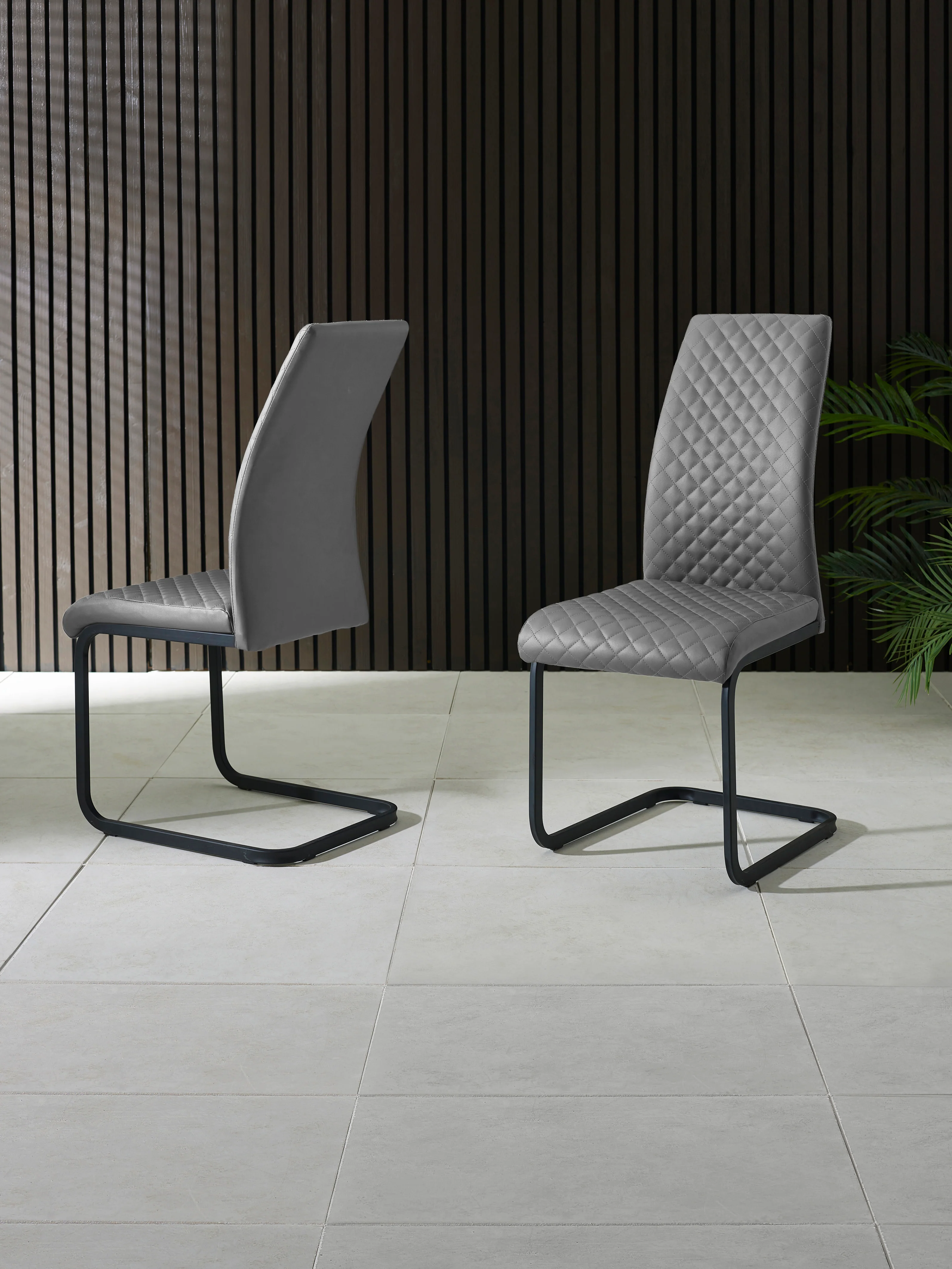 Set of 4 Xavier Grey Upholstered Cantilever Dining Chairs