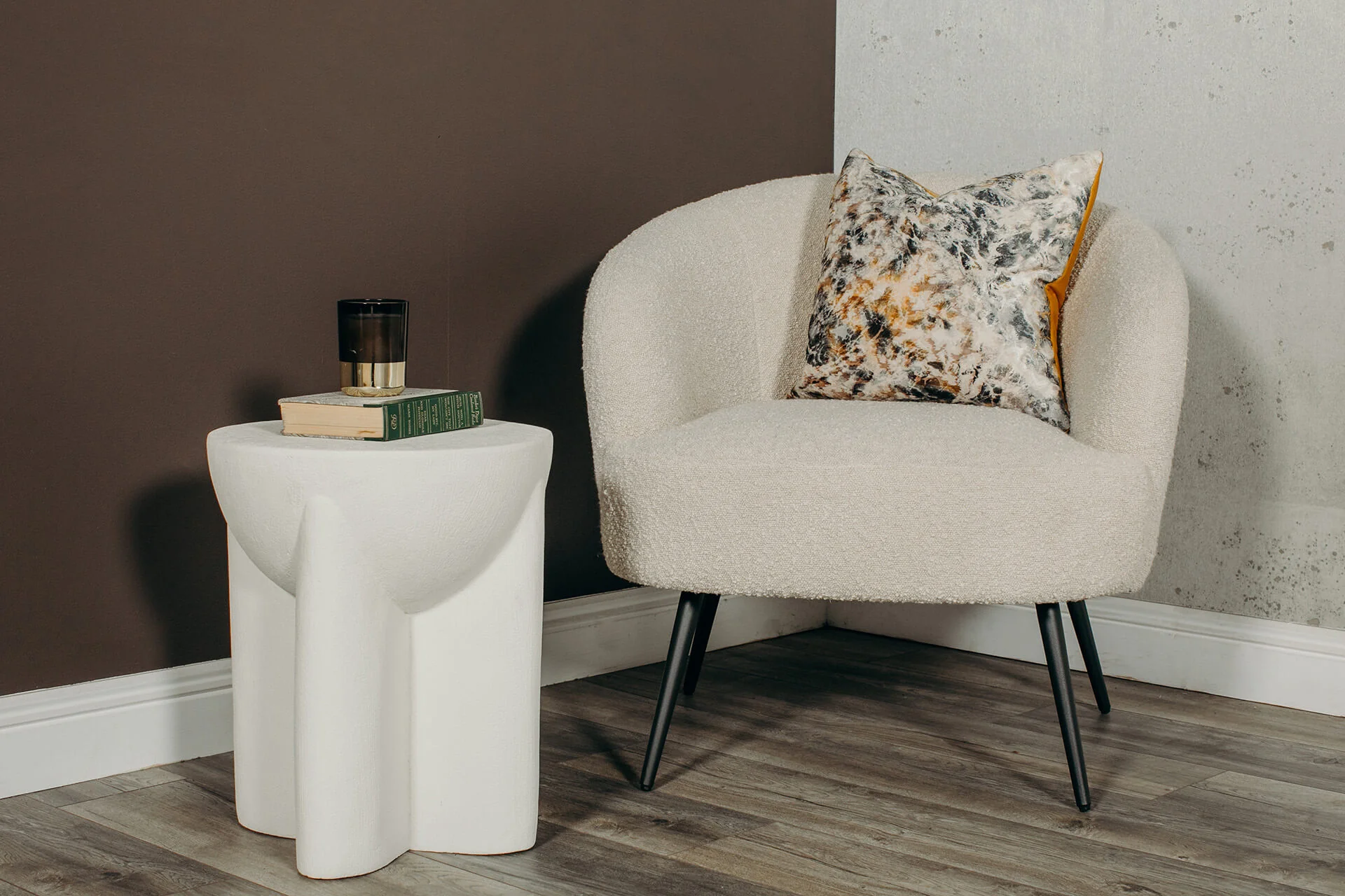 Shelbie Accent Chair – Cream Boucle with Black Legs - Image 3