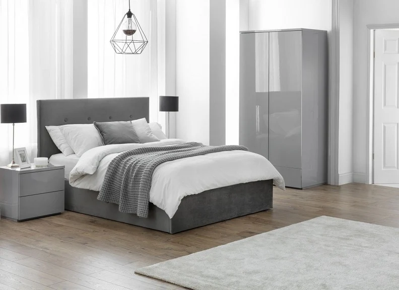 Shoreditch Storage Bedframe – Slate Grey Velvet with Ottoman Lift - Image 3