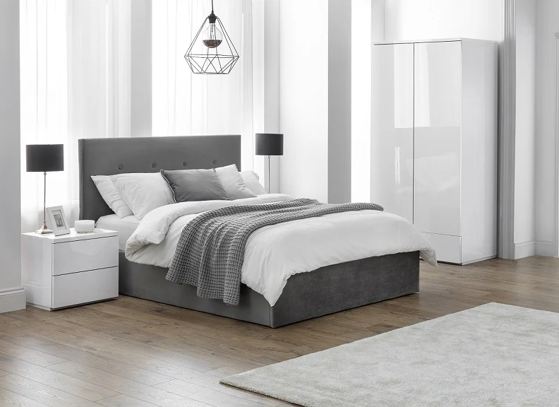 Shoreditch Storage Bedframe – Slate Grey Velvet with Ottoman Lift - Image 4