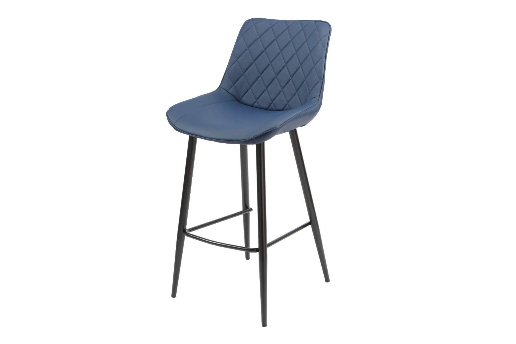 Silvia Bar Stool – Blue PU with Diamond-Stitched Backrest 720mm - Image 2