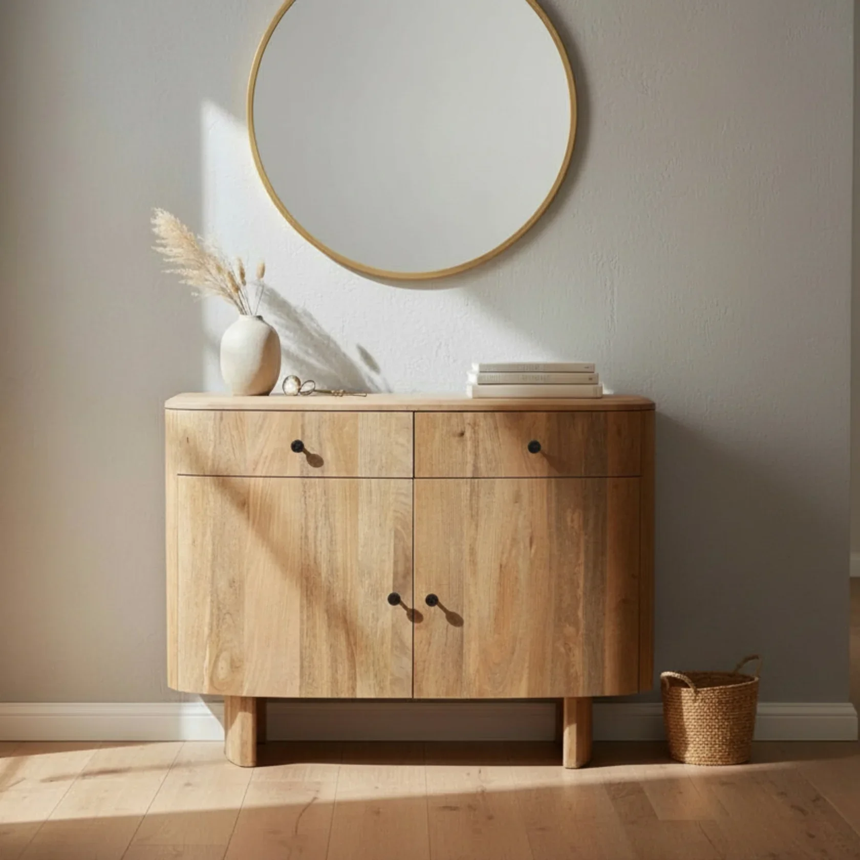 Sindhu 2 Door Sideboard – Solid Mango Wood Natural Finish - Image 3