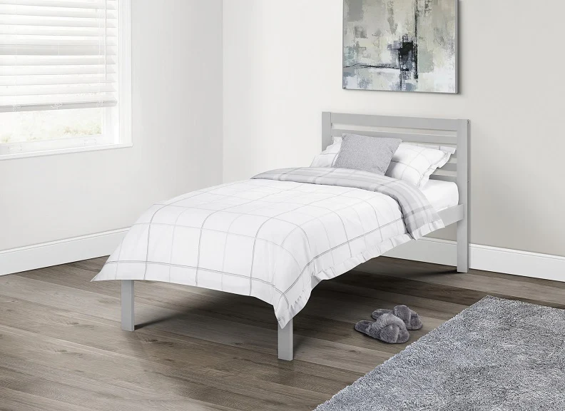 Slocum 3 ft Bed – Light Grey Lacquered Wood with Sprung Slatted Base
