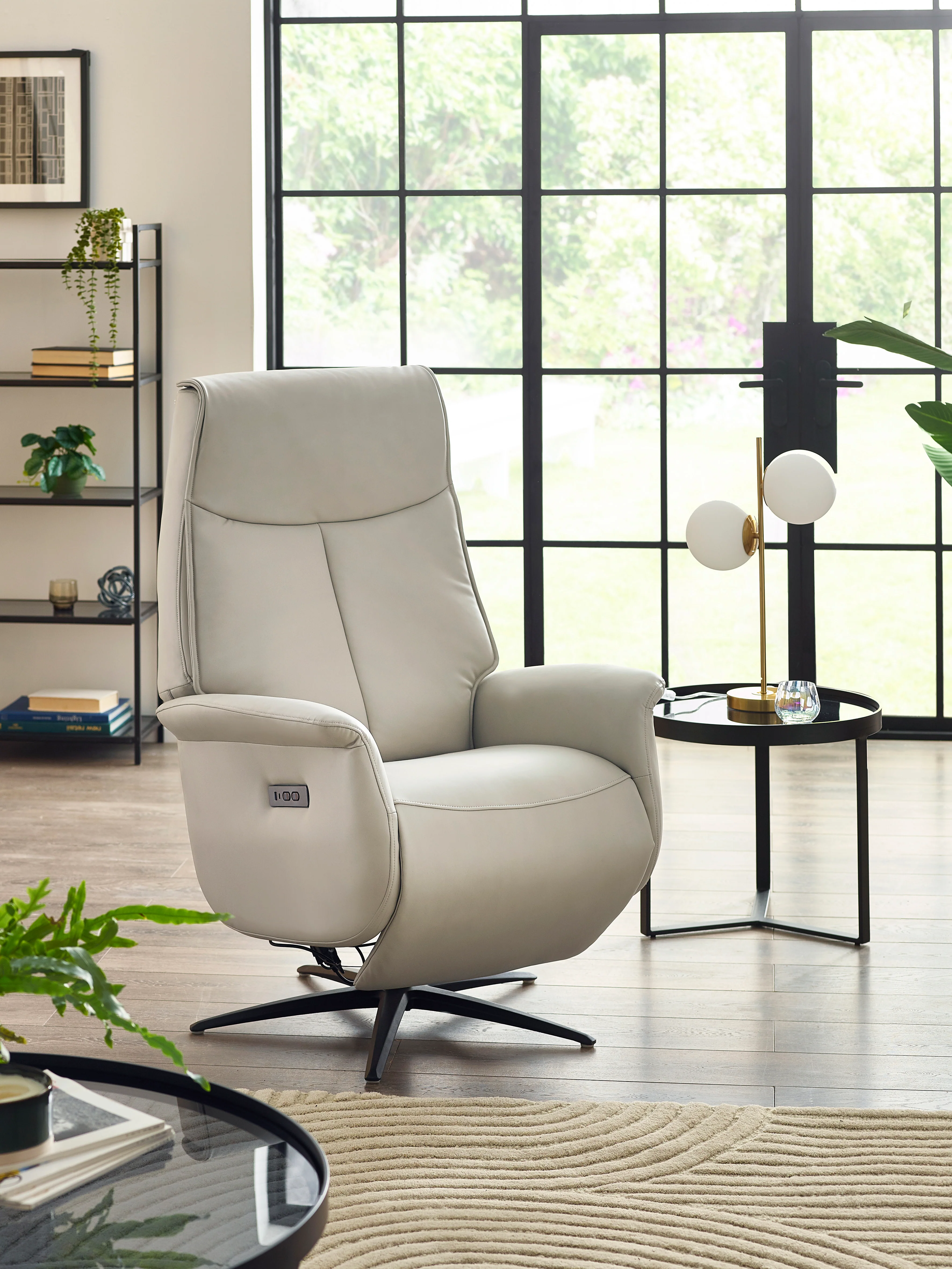 Sofia Dual Recliner – Grey Upholstered with USB Charging
