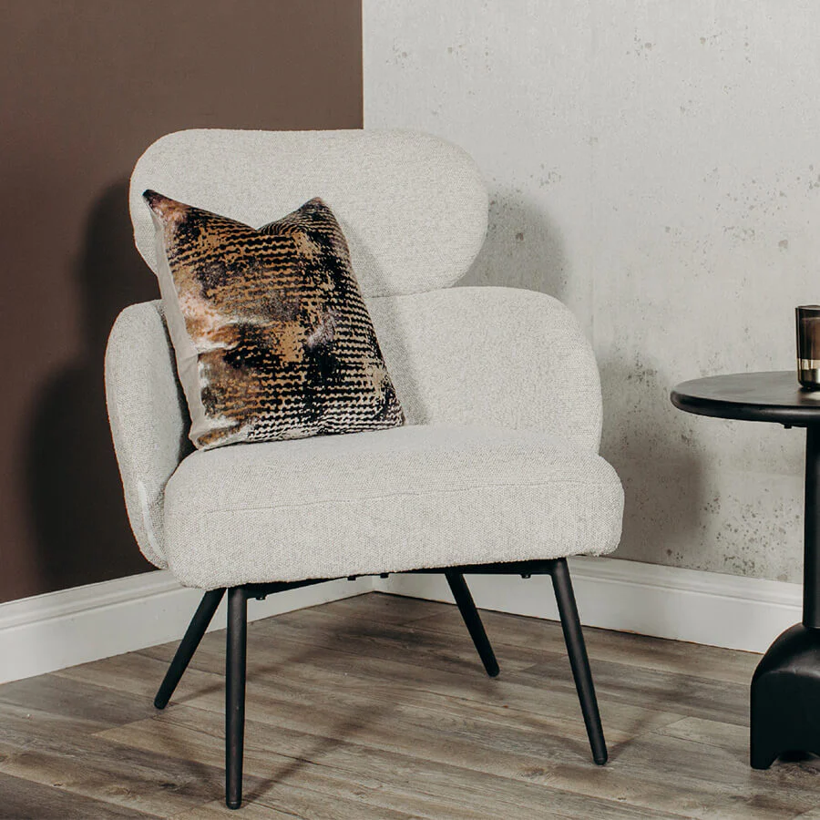 Solas Accent Chair – Ivory Boucle with Black Legs
