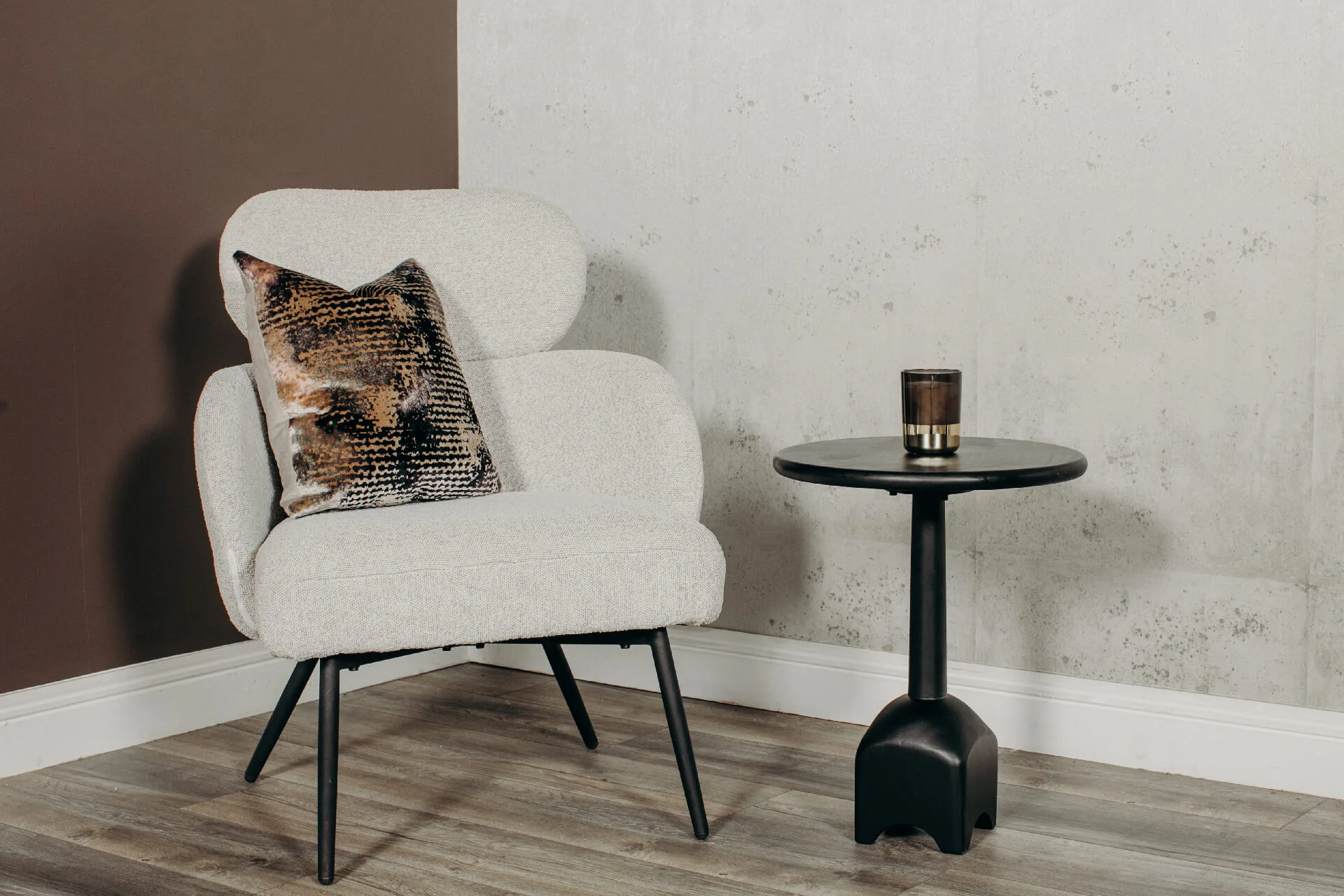 Solas Accent Chair – Ivory Boucle with Black Legs - Image 3