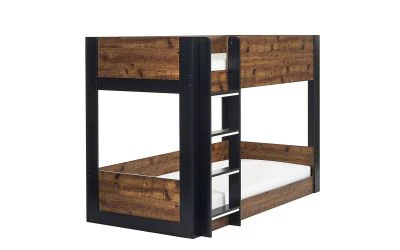 Solomon Bunk Bed - Rustic Wood & Black Finish with Glow-in-the-Dark Steps - Image 5