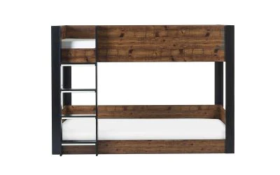 Solomon Bunk Bed - Rustic Wood & Black Finish with Glow-in-the-Dark Steps - Image 6