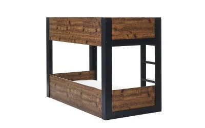 Solomon Bunk Bed - Rustic Wood & Black Finish with Glow-in-the-Dark Steps - Image 7