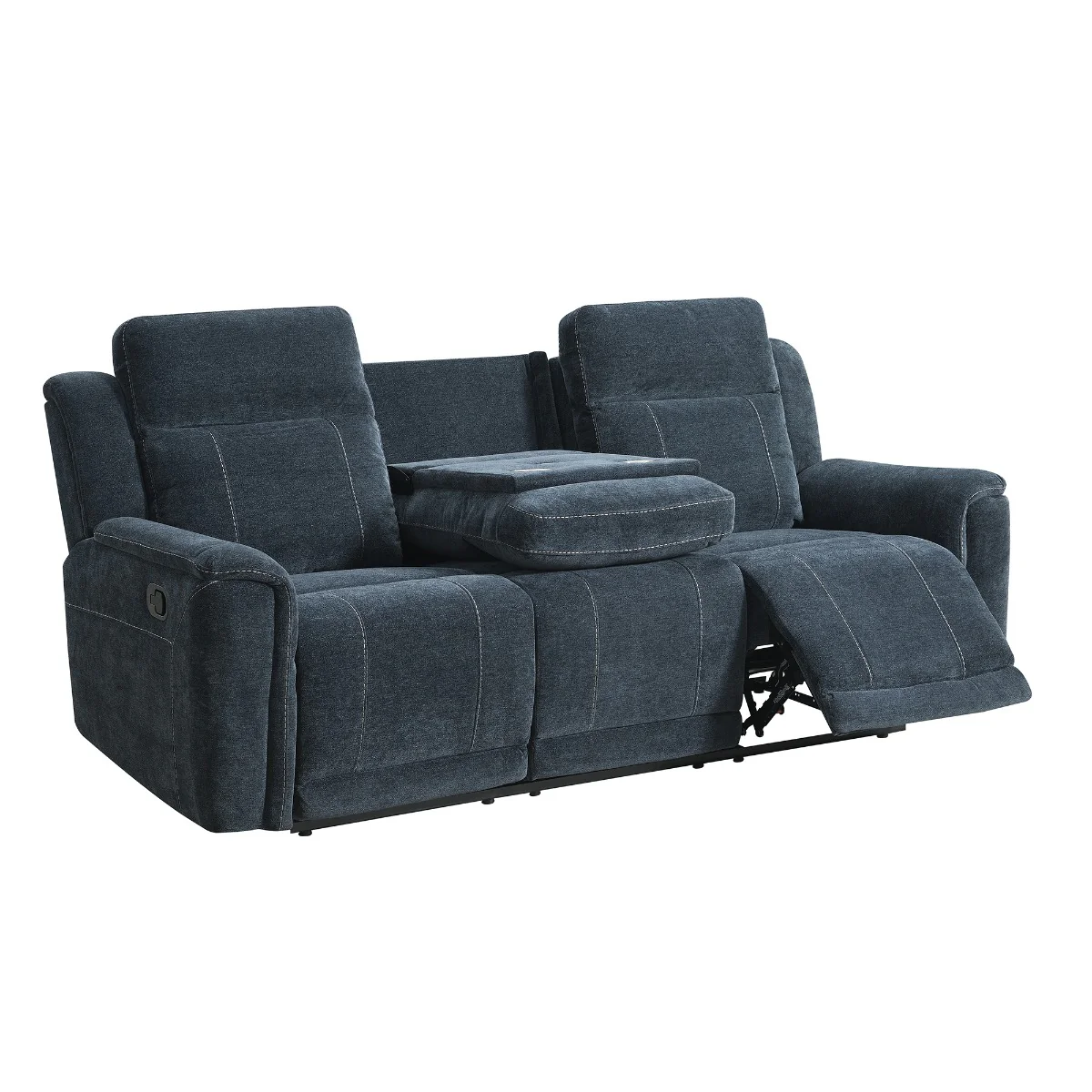 Somerton 3 Seater Reclining Sofa – Dark Grey Fabric with Drop Down Console - Image 2