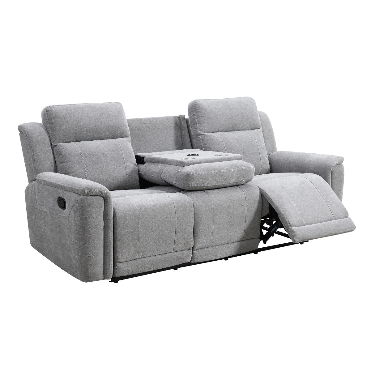 Somerton 3 Seater Reclining Sofa – Light Grey with Drop Down Console - Image 2