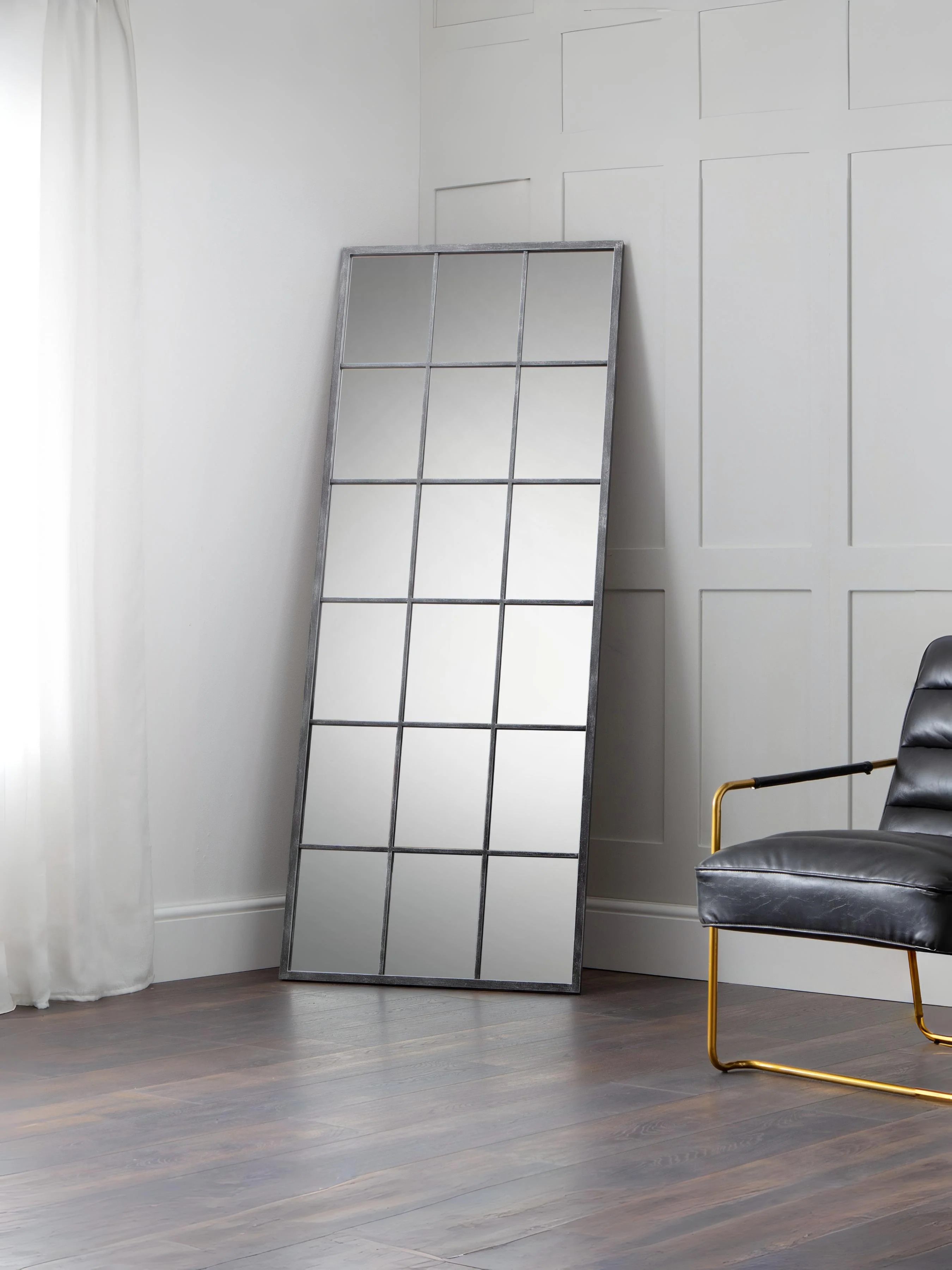 Somma Large Window Mirror – Antique Effect Pewter Frame