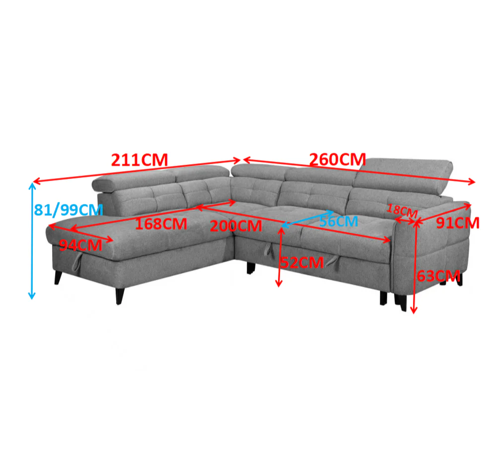 Sophie Corner Sofa – Grey LHF with Adjustable Headrests - Image 5