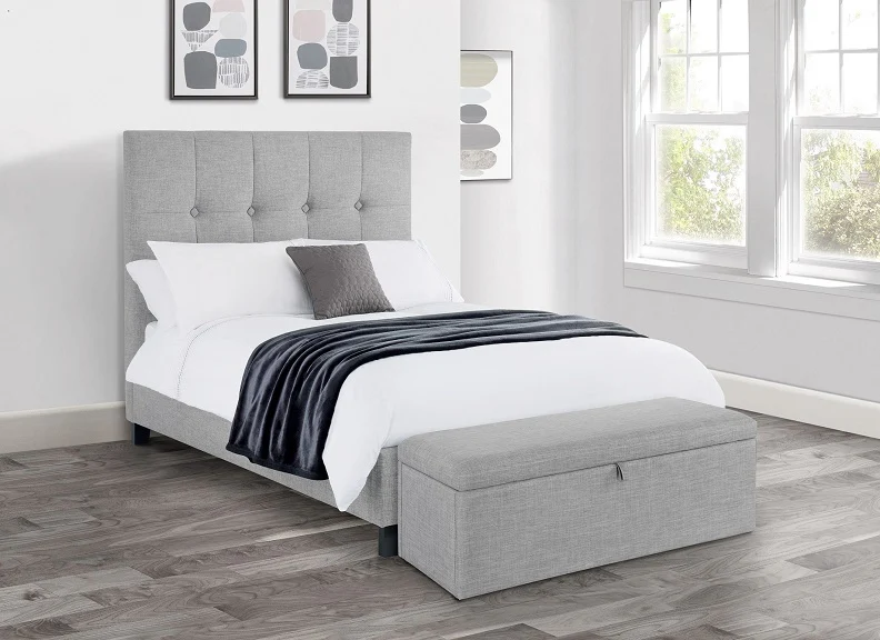 Sorrento 6 ft Bed – Light Grey Upholstered with High Headboard