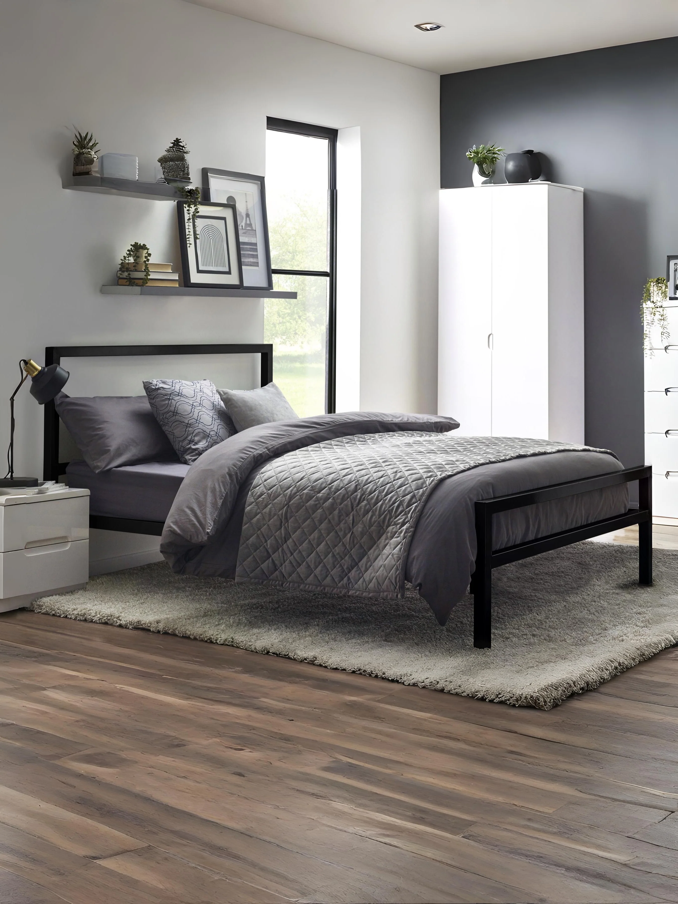 Soto Metal Bed 120Cm - Satin Black