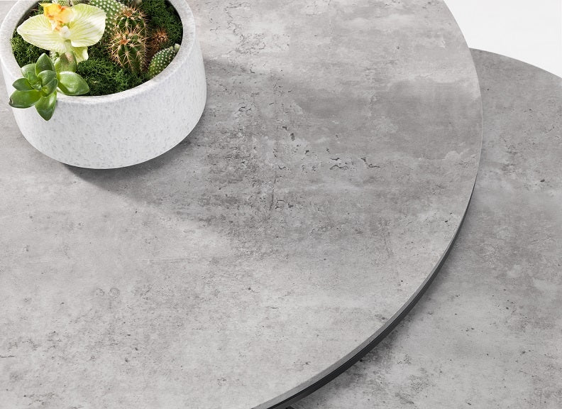 Staten Nesting Round Coffee Tables – Black Metal Frame with Concrete Effect Top - Image 3