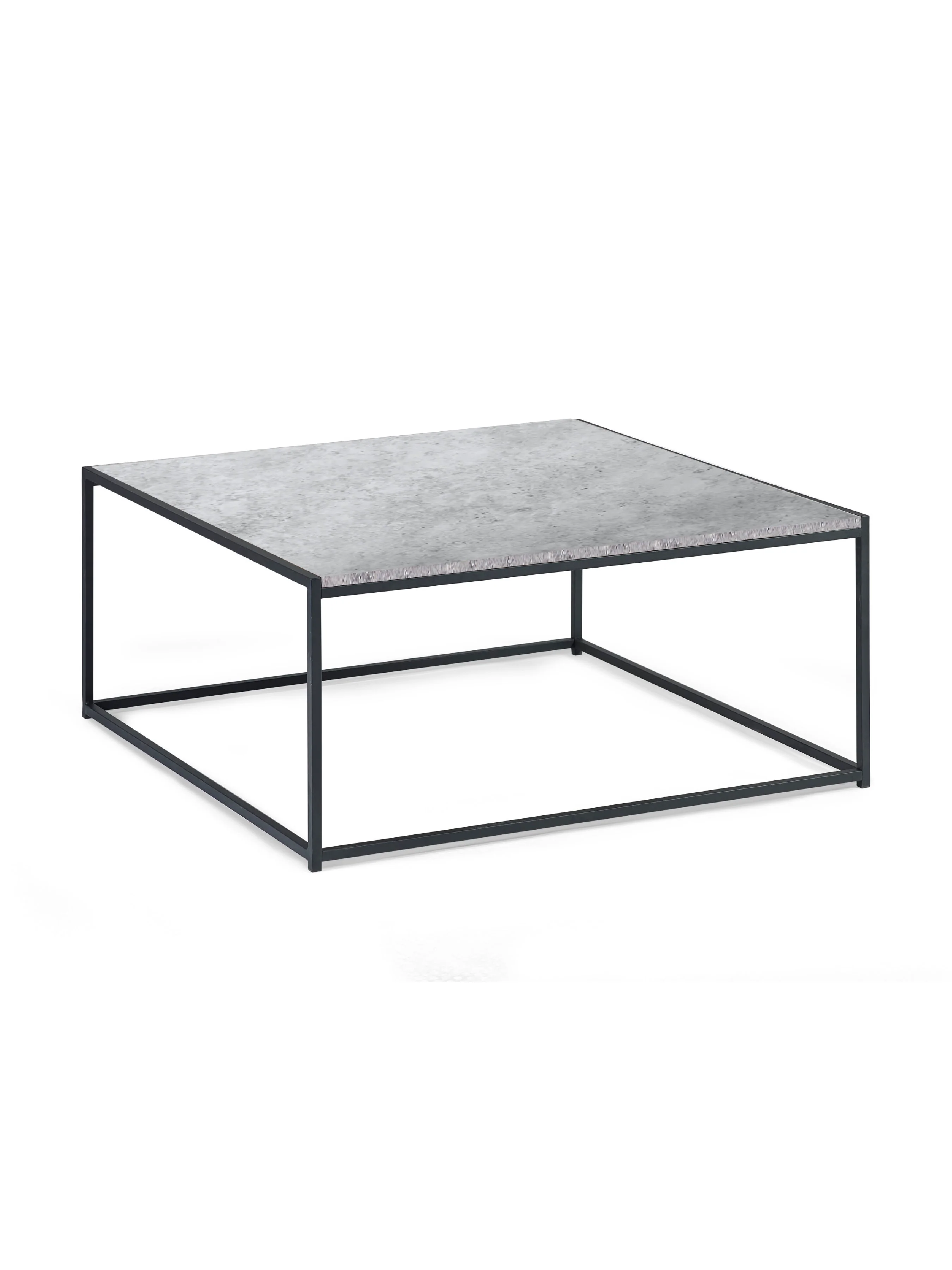 Staten Square Coffee Table – Concrete Effect Top with Black Metal Frame - Image 2
