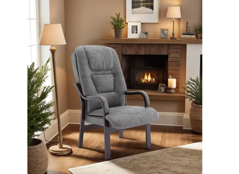 Stirling Velvet Grey Orthopaedic Chair – Supportive High Back Design