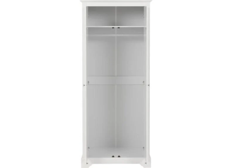 STRATFORD 2 DOOR WARDROBE – White Finish with Internal Hanging Rail 800mm - Image 3