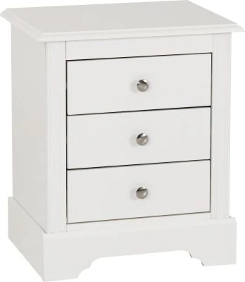 STRATFORD 3 DRAWER BEDSIDE - WHITE - Image 2