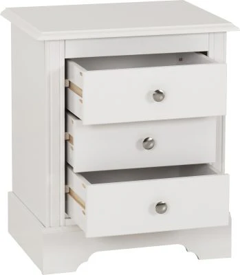 STRATFORD 3 DRAWER BEDSIDE - WHITE - Image 3