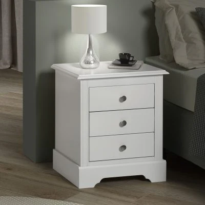 STRATFORD 3 DRAWER BEDSIDE - WHITE - Image 5