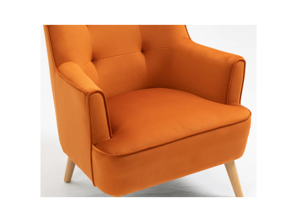 Tara Accent Chair – Burnt Orange Velvet with Light Oak Legs - Image 2