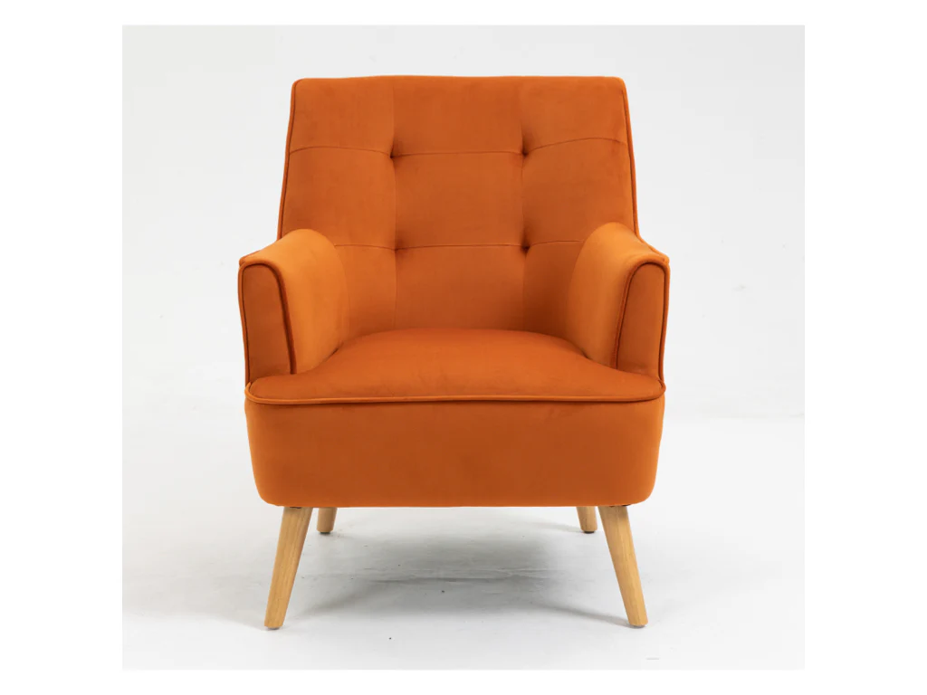 Tara Accent Chair – Burnt Orange Velvet with Light Oak Legs - Image 3