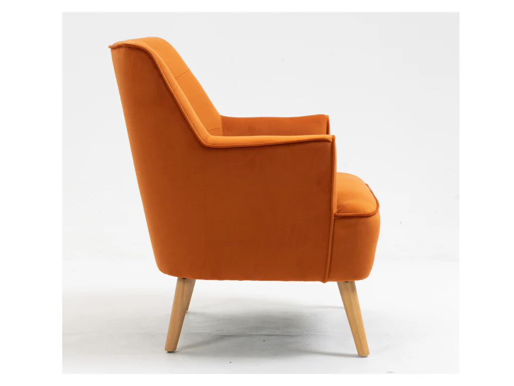 Tara Accent Chair – Burnt Orange Velvet with Light Oak Legs - Image 4