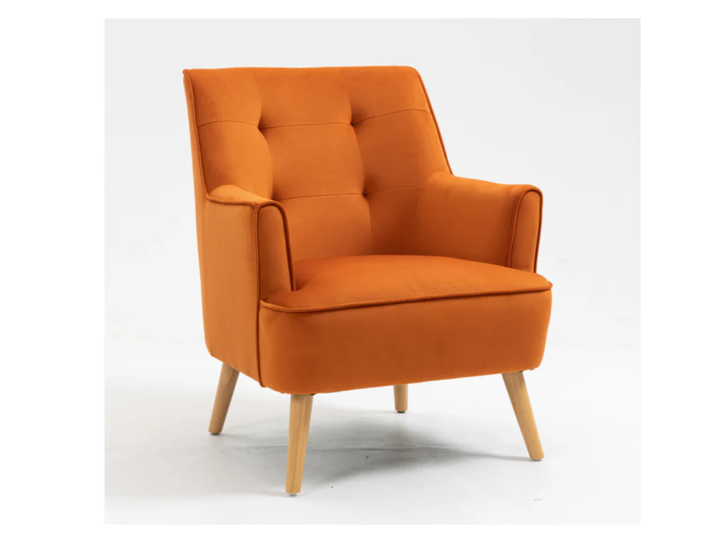 Tara Accent Chair – Burnt Orange Velvet with Light Oak Legs - Image 5