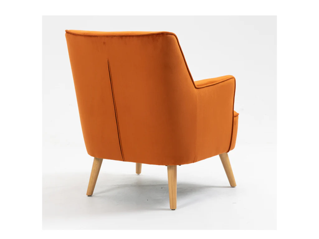 Tara Accent Chair – Burnt Orange Velvet with Light Oak Legs - Image 6
