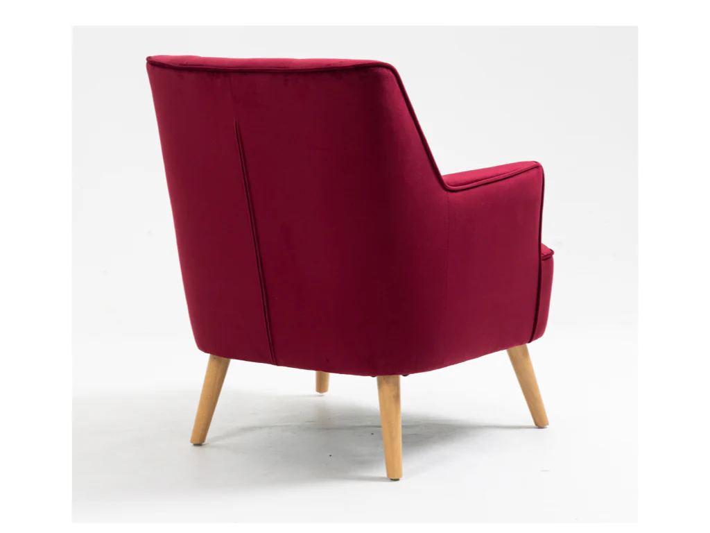 Tara Accent Chair – Dark Crimson Velvet with Light Oak Legs - Image 6