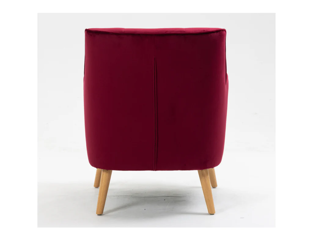 Tara Accent Chair – Dark Crimson Velvet with Light Oak Legs - Image 7