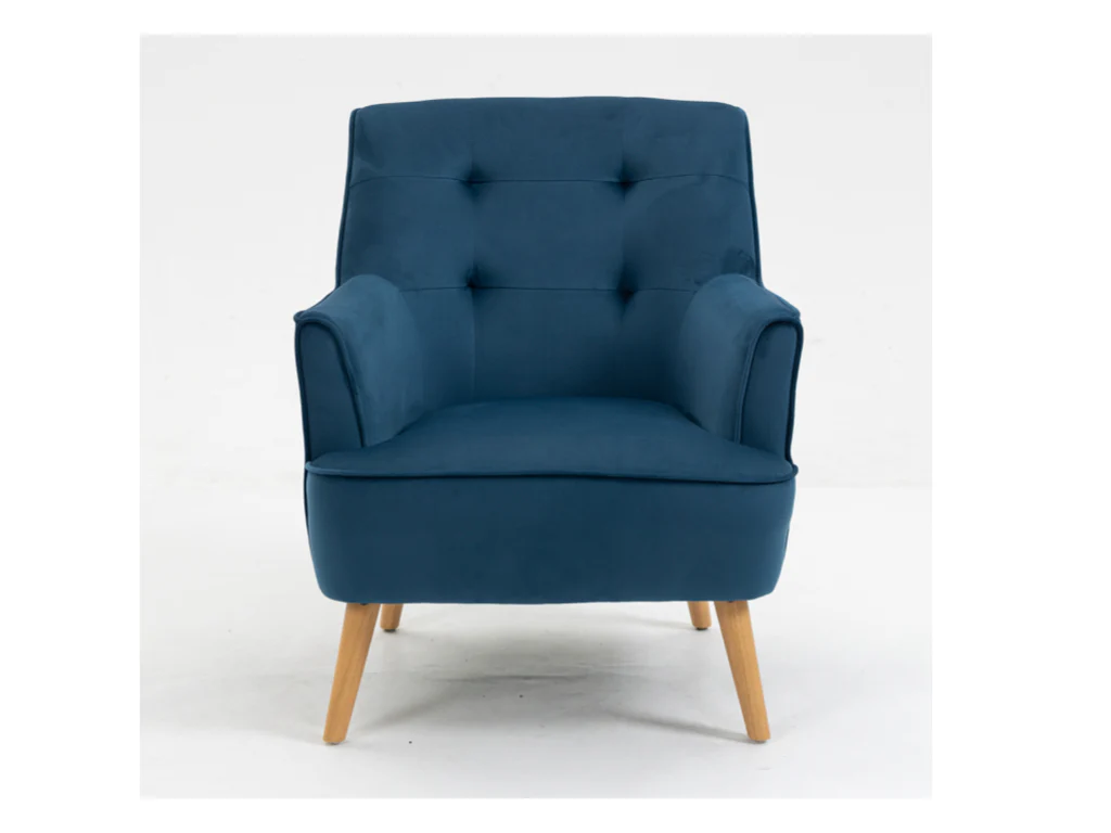 Tara Accent Chair – Navy Velvet with Light Oak Legs - Image 3