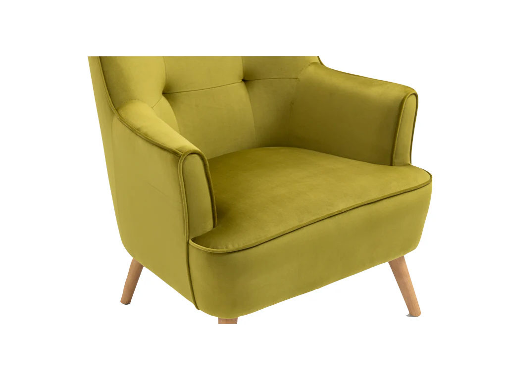 Tara Accent Chair – Pistachio Velvet with Light Oak Legs - Image 2