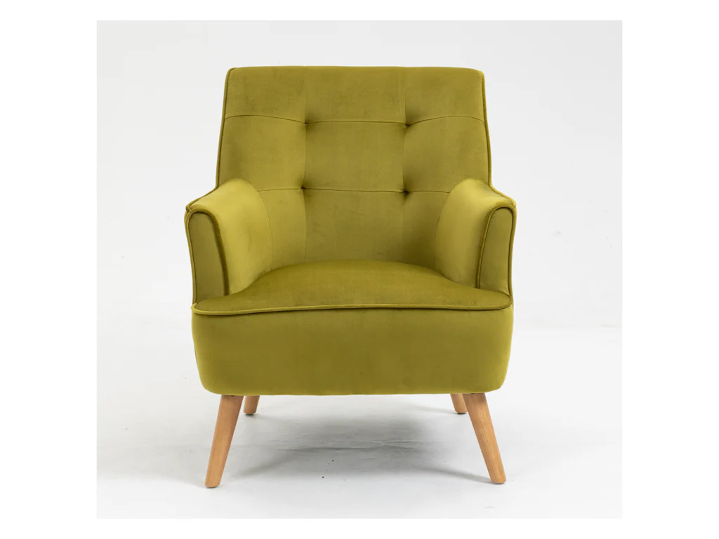 Tara Accent Chair – Pistachio Velvet with Light Oak Legs - Image 3