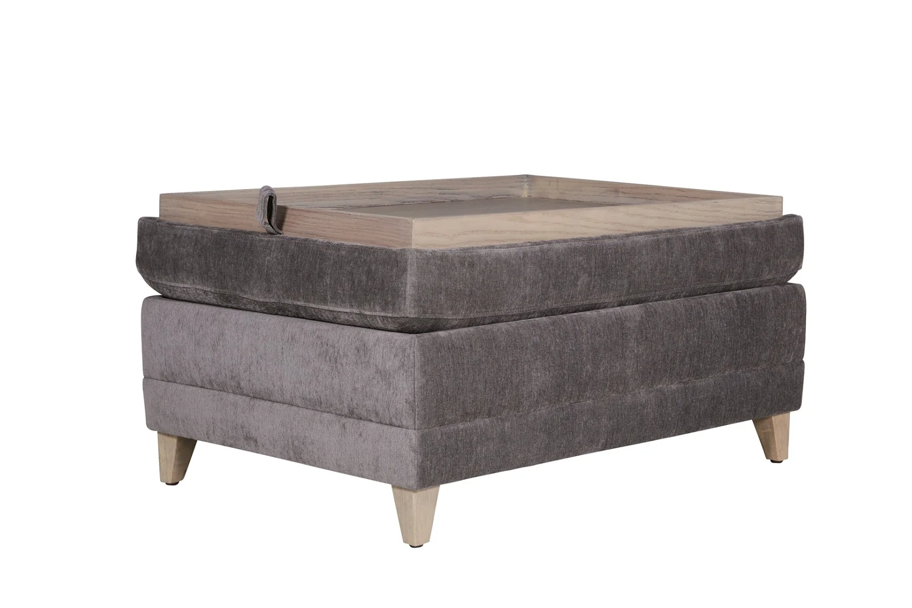 Tate Storage Ottoman – Grey Chenille with Smart Storage 880mm - Image 4