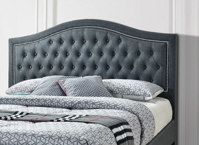 Taylor Buttonback Bedframe – Grey Linen Upholstery - Image 3