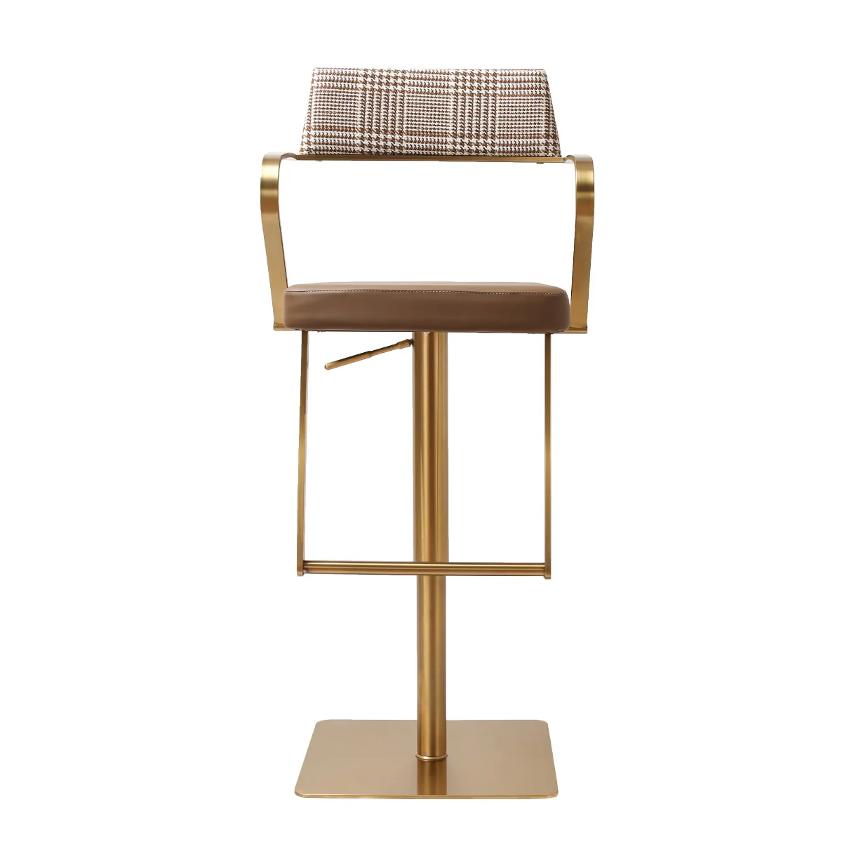 Tempo Barstool – Gold with Mocha Fusion Upholstery and Gas-Lift Adjustment
