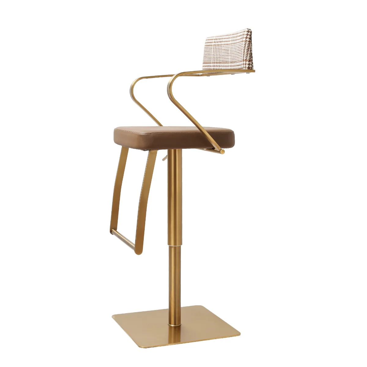 Tempo Barstool – Gold with Mocha Fusion Upholstery and Gas-Lift Adjustment - Image 6