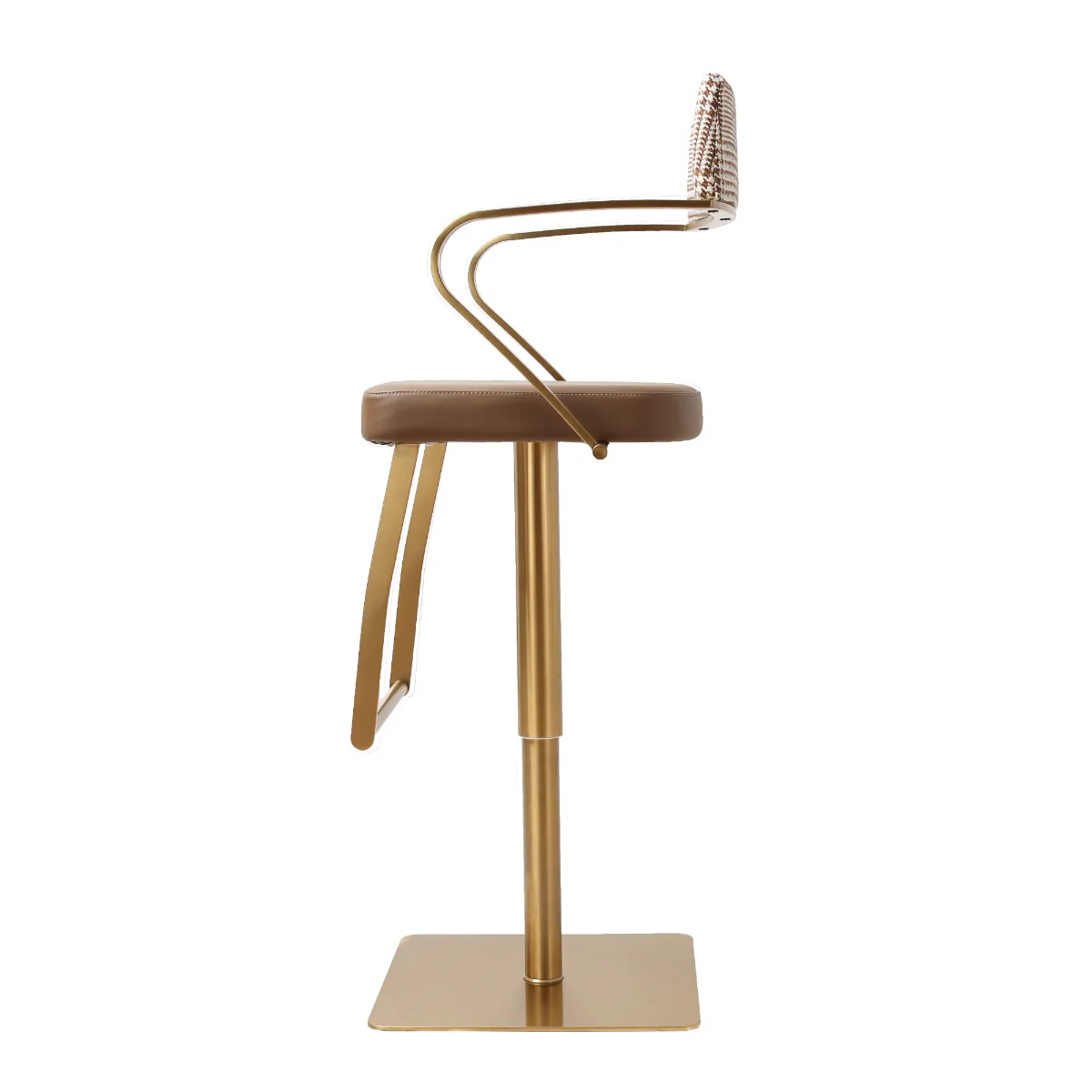 Tempo Barstool – Gold with Mocha Fusion Upholstery and Gas-Lift Adjustment - Image 7
