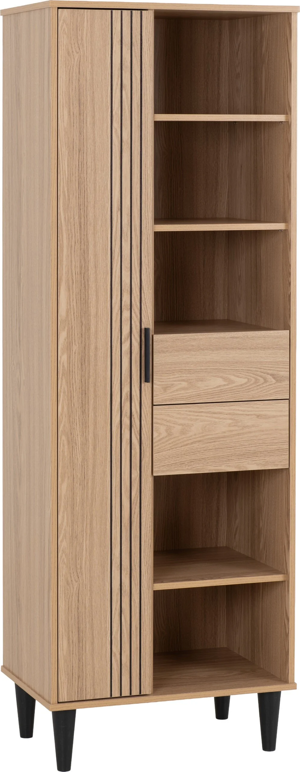 Tessa 1 Door 2 Drawer Bookcase Unit - Natural Oak Effect - Image 2
