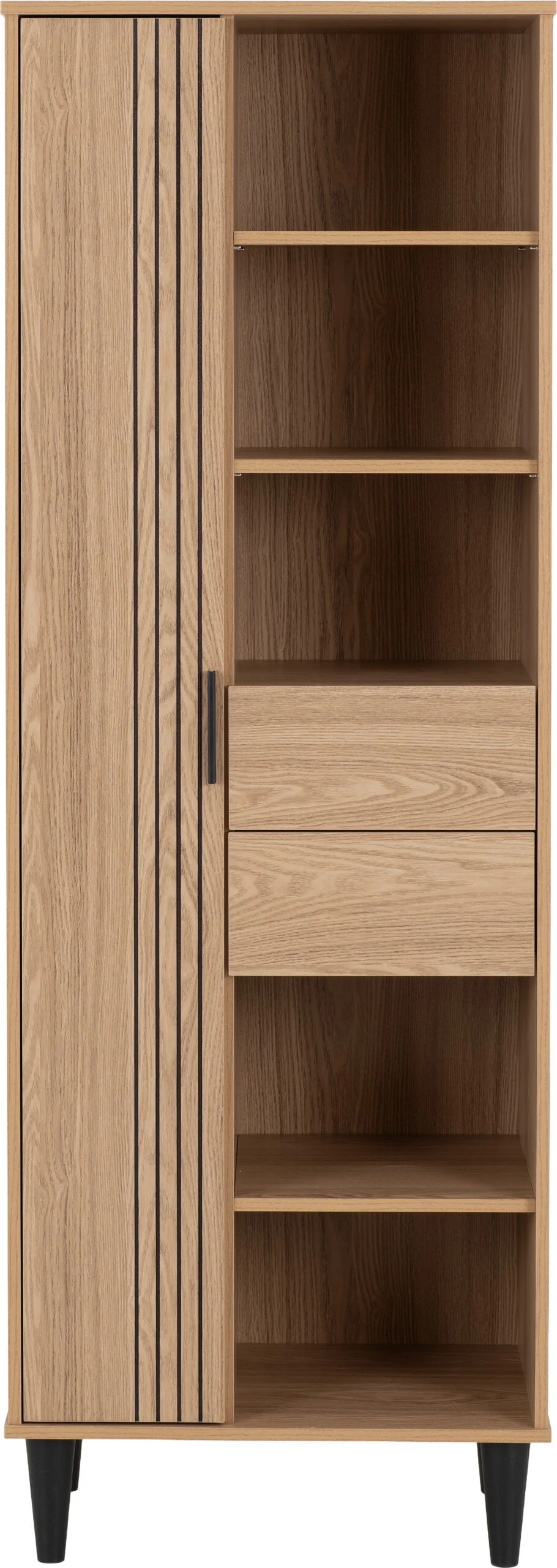 Tessa 1 Door 2 Drawer Bookcase Unit - Natural Oak Effect - Image 6