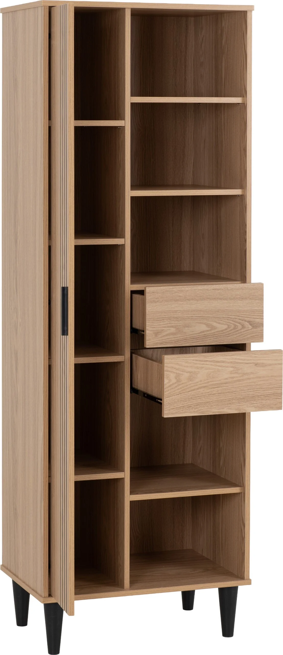Tessa 1 Door 2 Drawer Bookcase Unit - Natural Oak Effect - Image 7