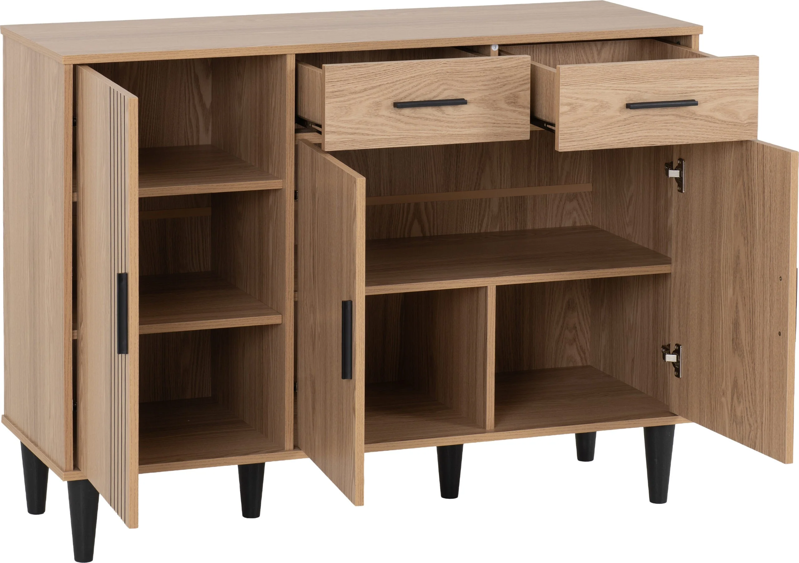 Tessa 3 Door 2 Drawer Sideboard - Natural Oak Effect - Image 8
