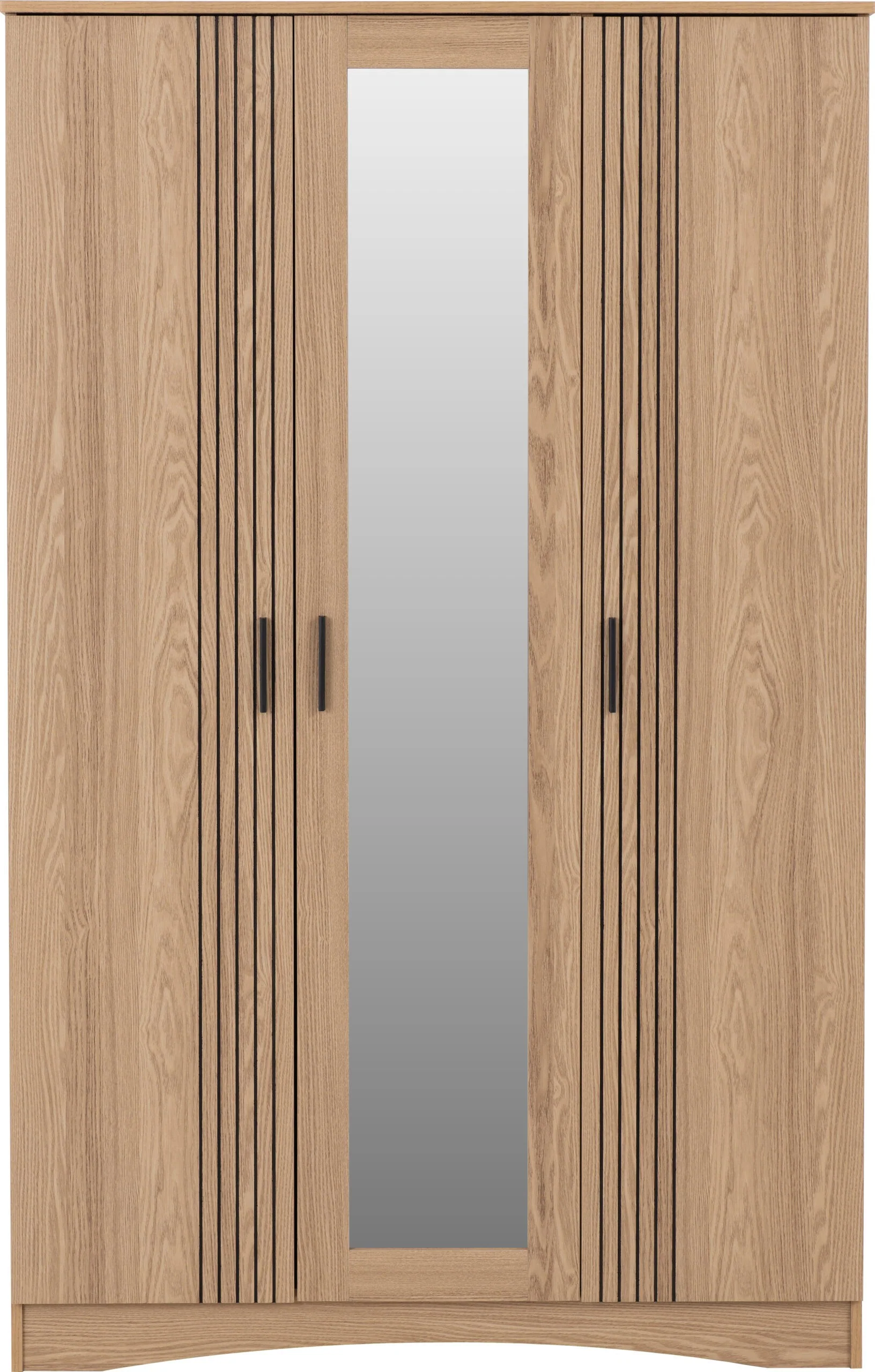Tessa 3 Door Mirrored Wardrobe - Natural Oak Effect - Image 3