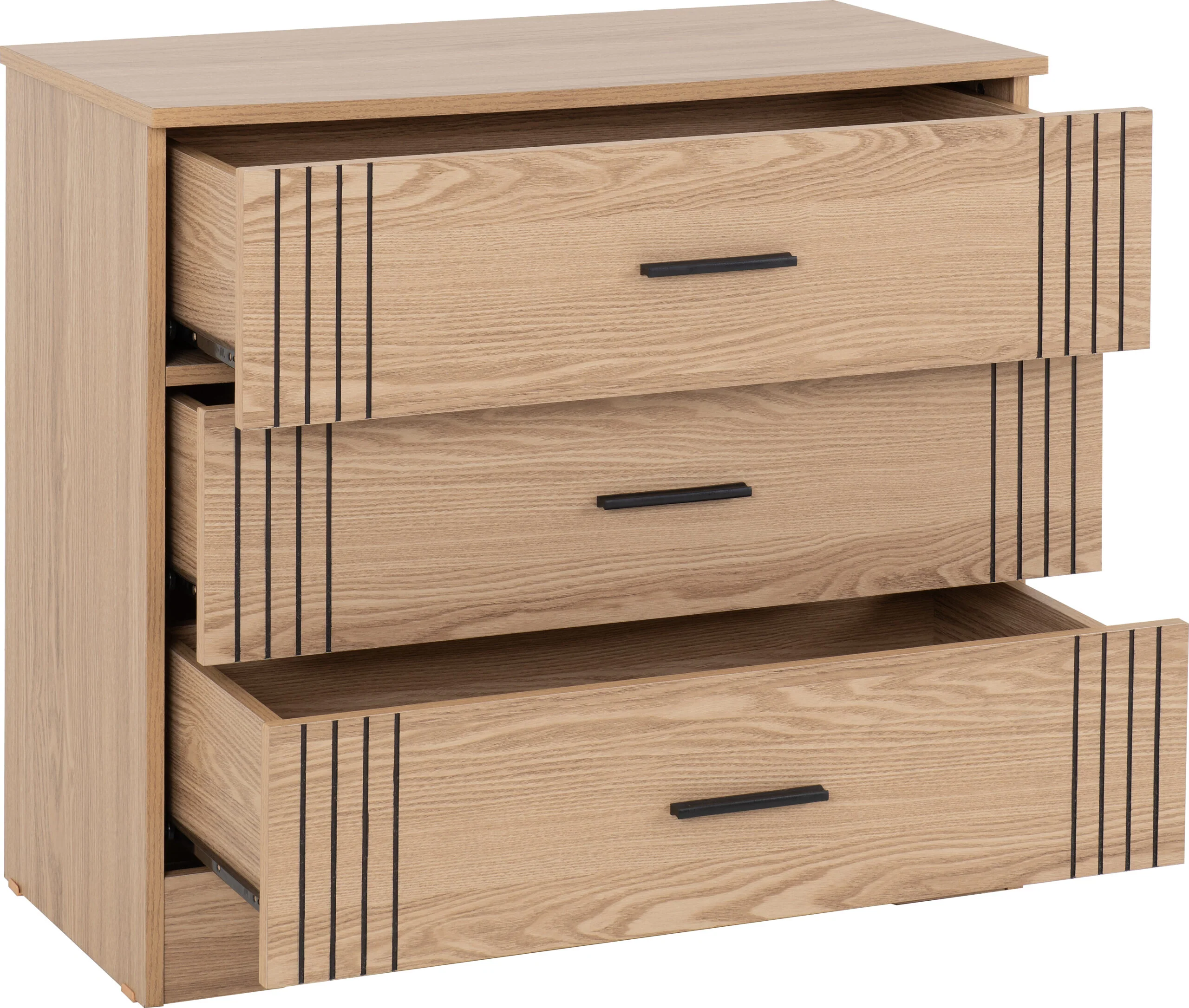 Tessa 3 Drawer Chest - Natural Oak Effect - Image 2
