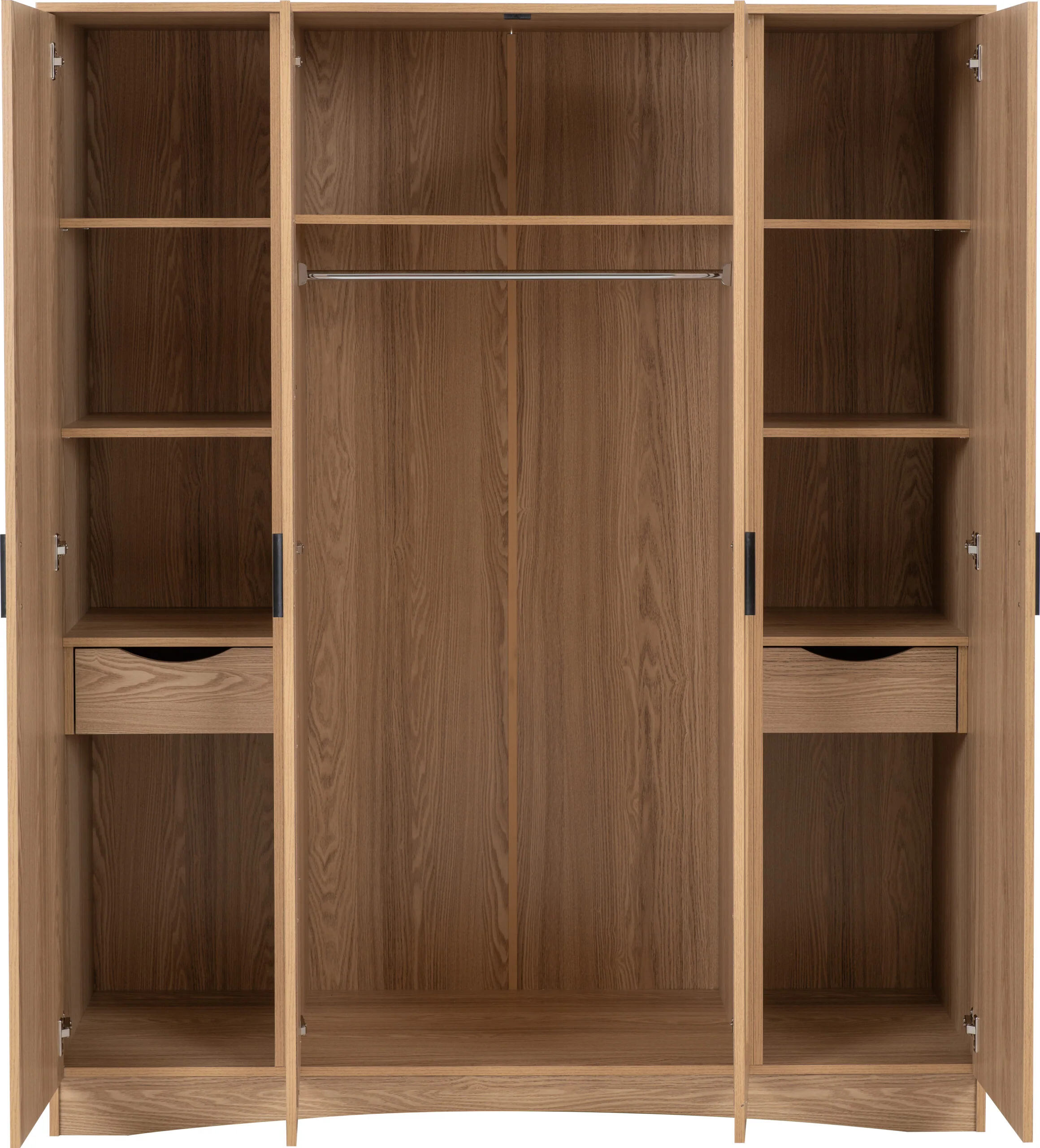 Tessa 4 Door Mirrored Wardrobe - Natural Oak Effect - Image 5