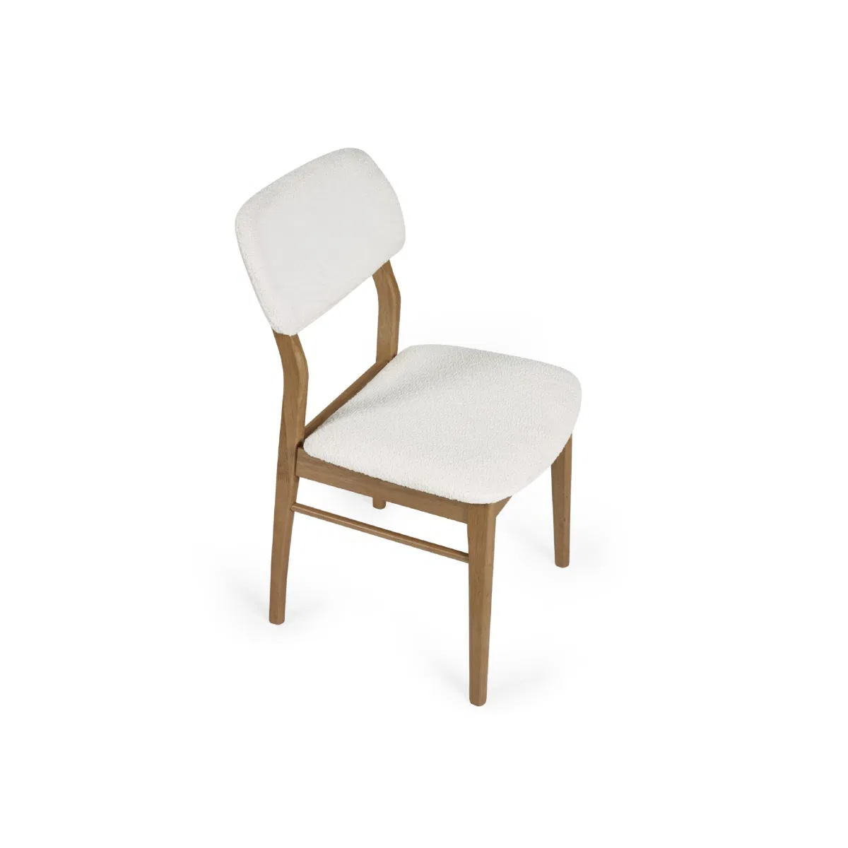 Theia Set of 2 Dining Chairs – White Boucle Upholstered with Oak Legs - Image 3